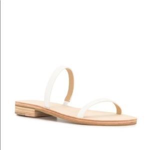Reformation Marion Flat Sandals in White Leather Size 9